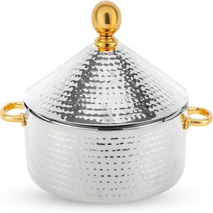 Ensemble de marmites avec design en cuivre lin fabriqué avec des matériaux de haute qualité avec couvercle Casseroles luxueuses de couleur argent - Product Image 3