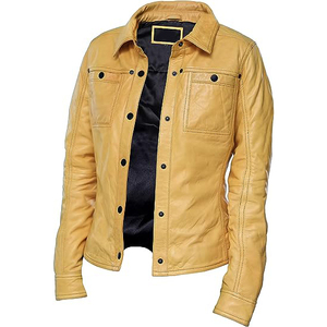 Chaqueta de invierno transpirable para exteriores para mujer, chaqueta para mujer, chaqueta ajustada de Color puro, traje fino, cuello alto grande, cuero genuino - Product Image 2