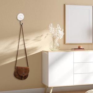 Ganchos para abrigos de madera desgastados blancos vintage ganchos de pared de granja en forma de flor para ropa llave toalla o bolsa rieles decorativos - Product Image 3