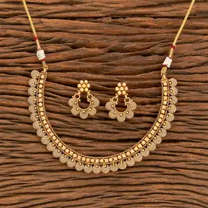 Latest Best Hot Selling Antique Plain Matte Gold Plated Necklace Set in Arabic Jewellery for Ladies
