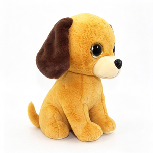 Unique plush Brown Puppy Plush <b>Toy</b>, Cute Big Gold Glitter Eyes <b>Stuffed</b> Dog Animal, <b>Soft</b> Sitting Puppy Doll with Dark Flop - Product Image 3
