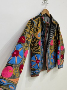 Veste florale brodée de style chinois, col mandarin, manches longues, grande taille, vêtements d'extérieur pour femmes, tenue décontractée d'automne - Product Image 4