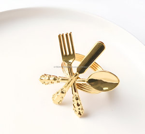 Hot Selling Golden Luxury Cutlery Design Dinning Napkin <b>Ring</b> For Wedding Party Restaurant - Product Image 3