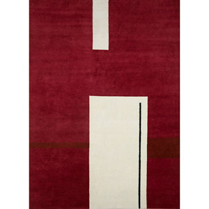 Tapis en laine noué à la main Sthir, motif abstrait rouge et orange, kilim, 9x12 rectangulaire, pour entrée ou salon AIWL-3015 - Product Image 1