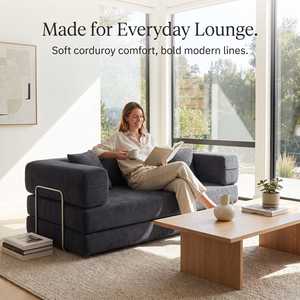 Canapé-lit convertible moderne quatre-en-un, canapé-lit pliant en mousse, gris foncé, rembourré, pour appartement, salon - Product Image 3