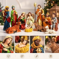 Ensemble de 11 figurines religieuses en résine pour le crèche, la Sainte Famille, Jésus, décorations de table de Noël catholique OEM ODM