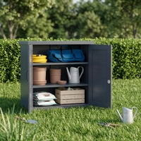 Armoire de rangement pour outils de jardin en métal verrouillable avec portes à persiennes, collection d'armoires de rangement utilitaires d'extérieur pour jardin et cour