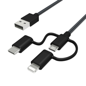 Cadeau promotionnel Logo personnalisé Certifié Mfi Câble multi-<span class=keywords><strong>chargeur</strong></span> USB 3-en-1 Type-C en PVC/Nylon Conducteur en cuivre pur Modèle A02 pour - Product Image 3