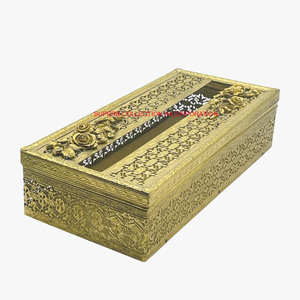 Boîte à mouchoirs rectangulaire en métal noir antique faite à la main distributeur de mouchoirs élégant et organisateur de bureau pour la maison ou le bureau - Product Image 6