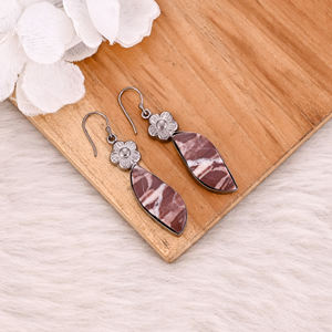 Pendientes de Mujer Estilo Bohemio con Piedra de Jaspe Malinga y Latón, Regalo Elegante para Bodas, Compromisos, Fiestas y Aniversarios - Product Image 5