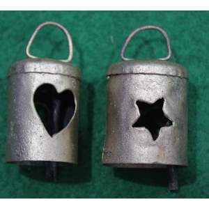 Set of 100 Rustic Iron Metal Tin Vintage <b>Bells</b> 2.5 Height with Star and Heart Cutout <b>Chimes</b> Tin Craft Supplies - Product Image 2