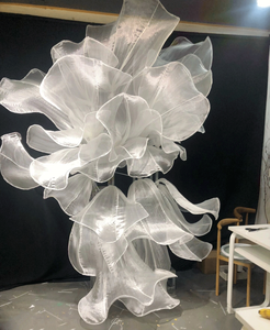 <span class=keywords><strong>Voile</strong></span> de mariée plissé en organza blanc brodé en tulle, voiles de mariage DIY pour décoration de mariage avec grandes fleurs - Product Image 3