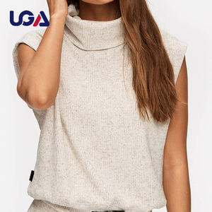 <span class=keywords><strong>UGA</strong></span>, venta al por mayor, suéter liso con cuello de <span class=keywords><strong>tortuga</strong></span> para mujer, Tops de algodón orgánico para mujer, sudaderas con capucha recortadas - Product Image 3