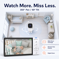 Moniteur bébé motorisé PTZ Anicebb avec panoramique à 355 degrés, inclinaison à 60 degrés, vue large de la pièce, suivi du bébé en mouvement, zoom numérique 1080P