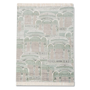 Alfombra Khidki para Sala de Estar, Color Marfil, Tejida a Mano con Lana y Seda de Bambú, Diseño Novedoso para Decoración de Pasillos del Hogar -LRB-13020 - Product Image 1