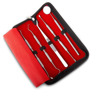 Safety Point 5Pcs Oral Care Instrument Kit Teeth Scraper Mouth Mirror Probe Scaler Tweezers Set Professional <b>Dental</b> Hygiene Set - Product Image 2