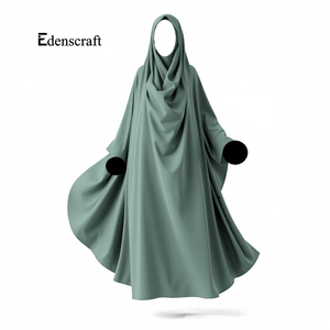 Elegante y modesta mujer para Jilbab Premium transpirable poliéster Abaya manga larga Simple sólido de longitud completa traje de oración Islámica - Product Image 2