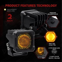 Feux de jour LED DRL ambre de 2 pouces pour conduite tout-terrain, voitures, camions, pick-up, UTV, 4x4, F150, Tacoma, Bronco, RZR, Can-Am, Maverick, Polaris