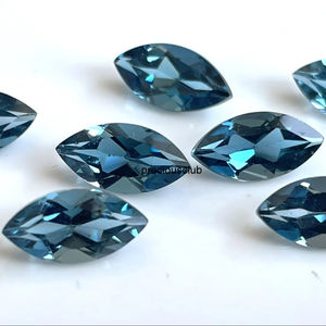 Topacio azul de Londres Natural corte Marquesa 4x8mm facetado-suelto Topacio Azul de Londres corte Marquesa piedra preciosa de calidad superior - Product Image 6