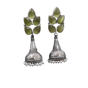 Top qualité laiton matériel nouveau Design élégant argent se ressemblent pierre goujon Jhumka boucle d'oreille bijoux pour filles et femmes - Product Image 2