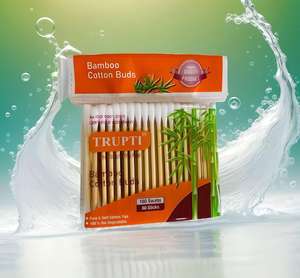 สำลีก้านไม้ไผ่ TRUPTI แบบขายส่ง เป็นมิตรต่อสิ่งแวดล้อม บรรจุ 80 แท่ง สำหรับทำความสะอาดหู จากผู้ผลิตชั้นนำของอินเดีย ราคาขายส่ง - Product Image 1