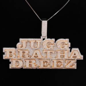 Nouveau pendentif hip-hop luxueux en moissanite VVS, diamant rond taille glacée, plaqué or, pour hommes, en argent sterling 925 - Product Image 2