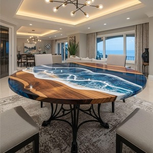 Meilleure qualité Nouvelle table écologique personnalisée en bois de noyer massif Cuisine Restaurant Salle à manger Café Rivière Table en résine époxy - Product Image 1