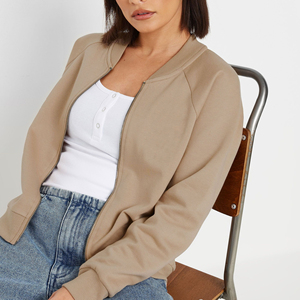 2025 nouveauté 100% coton polaire varsity veste pour femmes poids lourd fermeture éclair complète Streetwear Hip Hop dames veste d'hiver - Product Image 6