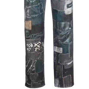 Pantalones vaqueros de retazos para jóvenes con bloque de color contemporáneo Pantalones vaqueros de retazos de estilo moderno - Product Image 6