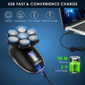 Kit de toilettage corporel électrique rechargeable, étanche IPX7, rasoir pour hommes chauves, tondeuse nez et barbe, tondeuse à cheveux - Product Image 6