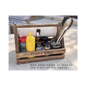 Support de barbecue en bois gravé sur mesure avec ouvre-bouteille et porte-serviettes en papier - Product Image 5