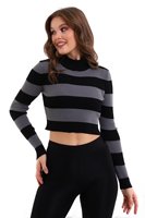 Pull en maille à col roulé rayé à manches longues pour femme de haute qualité pour le sport, le bureau, le yoga, l'automne et l'hiver, vente en gros