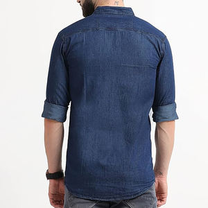 New Arrival Fashion Thin Solid Denim Shirts Spread Collar Pure Cotton Wholesalers of Denim <b>Blue</b> Shirts 2025 Jeans Shirts - Product Image 3