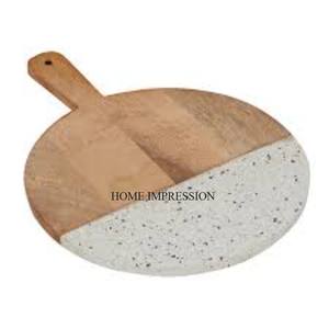 Blocs à découper de forme ronde en bois et marbre de concepteur magnifique pour couper les légumes accessoires de cuisine fournitures - Product Image 1