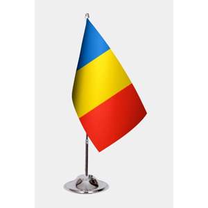 Bandera de Escritorio de Rumania, Impresa Digitalmente, 3x5 pies, Poliéster y Seda con Asta de Aluminio - Product Image 1