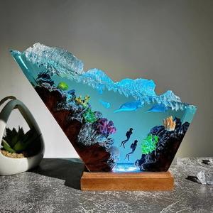 Handmade Resin Flower-Shaped LED Lamp Night Light Diving Statue Underwater <b>Theme</b> Agate Stone Home Sack Brand Mother's Day <b>Gift</b> - Product Image 1