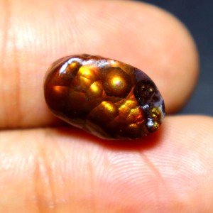 Cabochon d'agate de feu mexicaine naturelle de 7.00 carats Druzy lisse 15X9X5MM coupe ovale pour la fabrication de bijoux pierres précieuses en vrac - Product Image 3