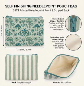 Sacs de projets de broderie au point de croix 18ct, pochette zippée à trois côtés en toile rayée à motif floral imprimé, <span class=keywords><strong>pour</strong></span> sac de broderie au point de croix - Product Image 5