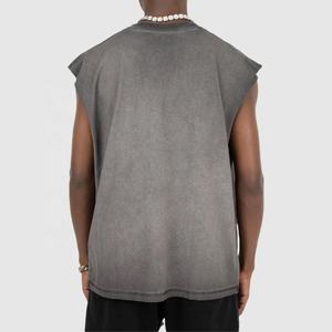 Gran oferta de verano, camisas sin mangas para hombre, chaleco Vintage lavado 100% algodón, camisetas sin mangas en blanco personalizadas, ropa de calle, camiseta de Fitness - Product Image 2