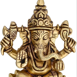 รูปปั้น Kamal ganesh รูปปั้นทองคำขัดเงาพร้อมลายพิมพ์หลุมศพสำหรับบ้านและสำนักงาน - Product Image 1