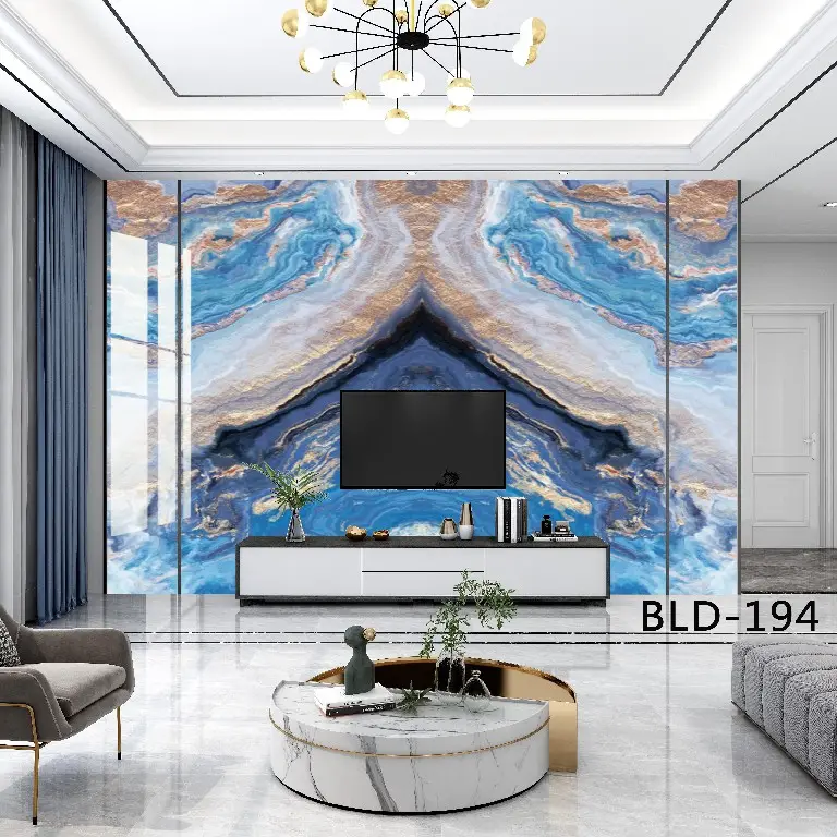 Hotel Office Hoge Glanzende Waterdichte Ontwerp Pvc Uv Marmeren Panelen Alternatieve Muren Decoratie Pvc Marmer Uv Paneelplaat