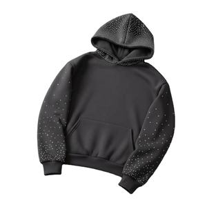 Sweat à capuche en molleton surdimensionné avec strass de luxe, personnalisé, décontracté, à capuche, 100% coton, sweat à capuche d'hiver pour hommes - Product Image 6