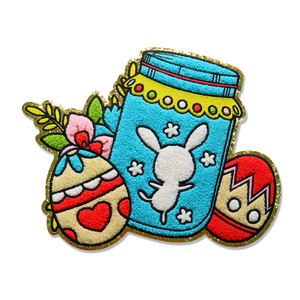 Well-Designed Custom Embroidered Patch Large Logo Easter Design Chenille Easter Bunny Patches for Clothing - Product Image 2
