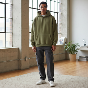 Men's Autumn Eco-Friendly Oversized Hooded <b>Zip</b>-Up Thermal Sweatshirt Custom Colors with Logo for Work or Leisure Outdoor - Product Image 6