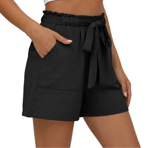 Pantalones cortos de uso diario para mujer, tela ligera y cómoda, cintura elástica, bolsillo lateral, ropa informal - Product Image 1