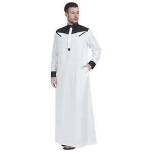 Venta caliente Al Daffah Thobes vestido largo musulmán Kaftan estilo marroquí islámico saudí en blanco Jubbah logotipo personalizado bolsillos Thobes - Product Image 5
