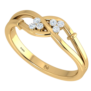Anillo Oraphis de Lujo para Mujer en Oro de 14K y Diamantes Naturales con 6 Piedras de Corte Brillante Redondo |   0.10Ctw Chapado en Rodio para Uso Diario - Product Image 1