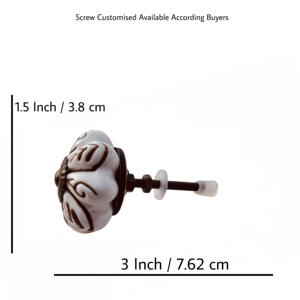 Boutons en céramique de style industriel blanc melon couleur rustique fleur CK 558 pour armoire à tiroirs armoire commode chambre cuisine - Product Image 3