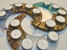 Plateau de bougie de style ange en résine époxy unique fabriqué à la main - Product Image 4