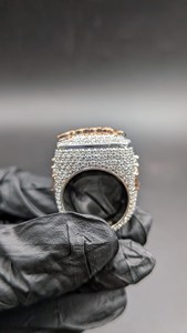 Iced Out Custom Letter <b>Initial</b> Name 925 Sterling Silver Rhodium Plated High Shine Drip Style <b>Ring</b> For Unisex Wear - Product Image 2